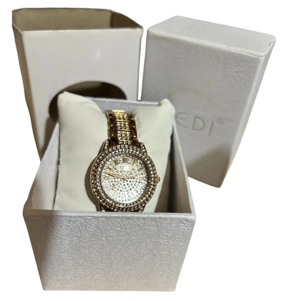 Gedi Luxurious women’s Gold and Silver Crystal-Embellished Watch